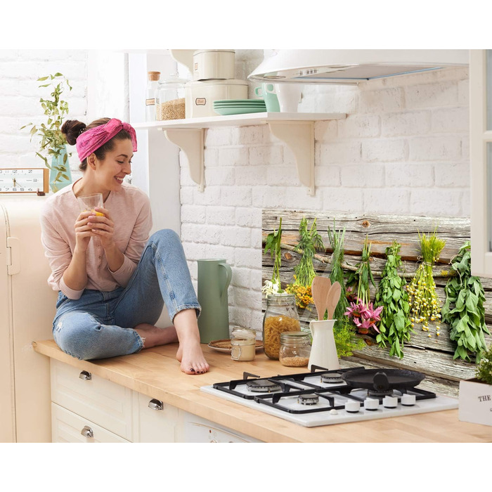 Стеклянный фартук кухонный с травами и цветами 60 х 60 см GRAZDesign