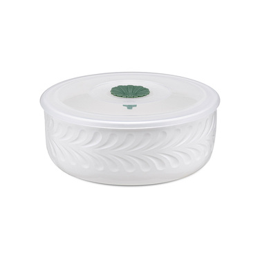 Миска с силиконовой крышкой La Porcellana Bianca INTAVOLA Leaves, фарфор, диам. 15 см