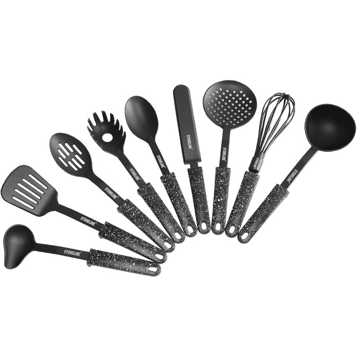 Набір кухонного начиння, 9 предметів, чорний STONELINE
