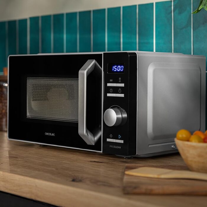 Мікрохвильова піч Cecotec Inverter - об&39єм 19 л - розморожування, нагрівання та приготування - інвертор Proclean 5010. 700 Вт, 5 рівнів потужності, світлодіодний дисплей, поворотний стіл 245 мм, таймер, 8 програм, чорний цифровий