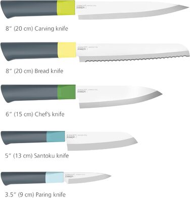 Набор кухонных ножей, 5 предметов, с подставкой, опал/разноцветный Duo Joseph Joseph