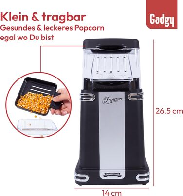 Машина для попкорну в ретро дизайні, чорний Gadgy