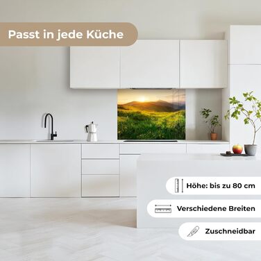 Кухонний фартух 60x80 см Самоклеючий захисний щиток для кухонної стіни Кухонний фартух Кухонні фасади Кухонні фартухи Кухонна стіна Вода - Пейзаж - (Трава - Пагорби, 60 x 80 см)