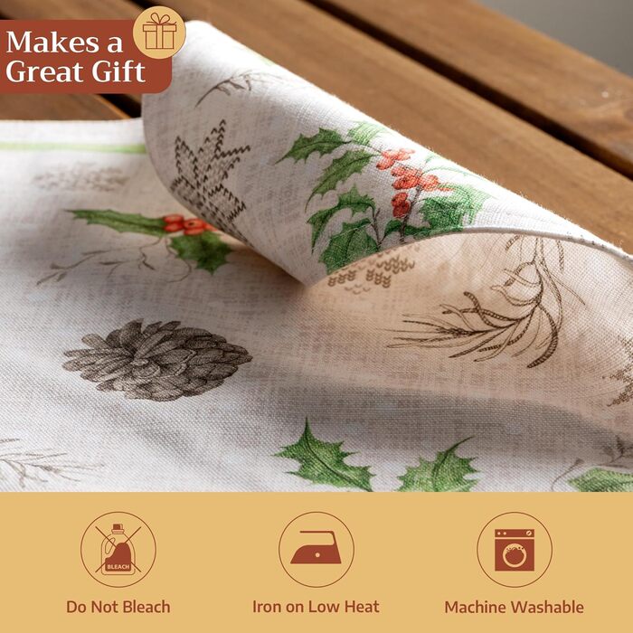 Бавовняні килимки для серветок, набір з 4 шт. , декоративні килимки для серветок, пасхальні килимки, що миються, для свят, вечерь, весни, літа (33 см x 48 см) (27 - Різдвяна роса), 39Hermine 100