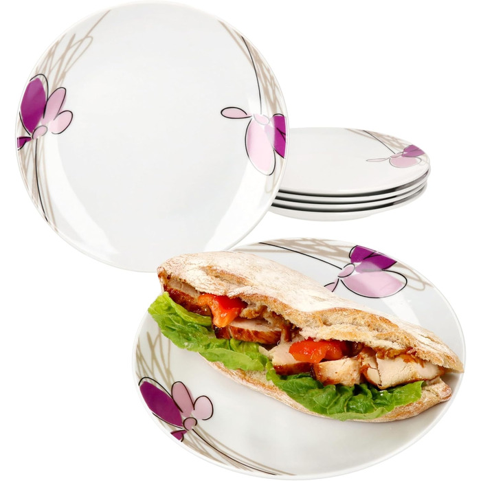 Набір із 6 тарілок з квітковим декором MamboCat