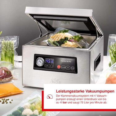 Вакуумный упаковщик 7 л, в комплекте 30 вакуумных пакетов Chamber Vac Pro Solis
