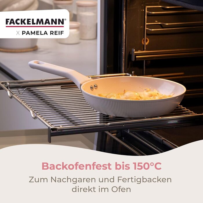 Набор из 3 сковородок 20-24-28 см с ребристым дизайном, пастельный бежевый Pamela Reif Fackelmann