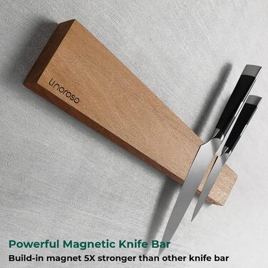 См) Магнітний тримач для ножів для стіни Потужний магнітний тримач для ножів з дерева акації Тримач для кухонних ножів та інструментів - Темна деревина акації (деревина бука 42 см), 16,5 (42
