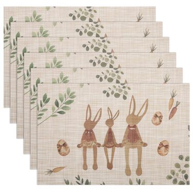 Двосторонні килимки для серветок, що миються, набір із 6 шт. , пасхальні яйця з квітами, прикраса столу з мультяшним кроликом, пасхальні, весняні, бенкетні килимки, декор для святкової вечірки, сезонні килимки, бежевий (світло-коричневий 9)