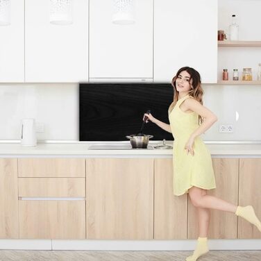 Дизайнерський кухонний бризкозахисний екран з алюмінієвого композиту, кухонний фартух, товщина 3 мм, 60x100 см, (під дерево чорного кольору)