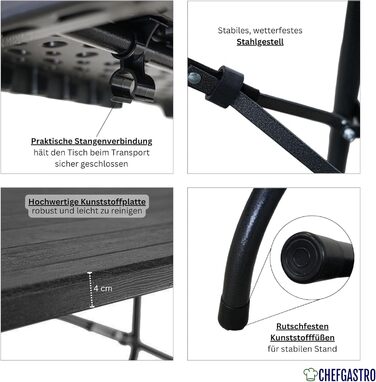 Складаний фуршетний стіл 180 x 74 х 74 см CHEFGASTRO