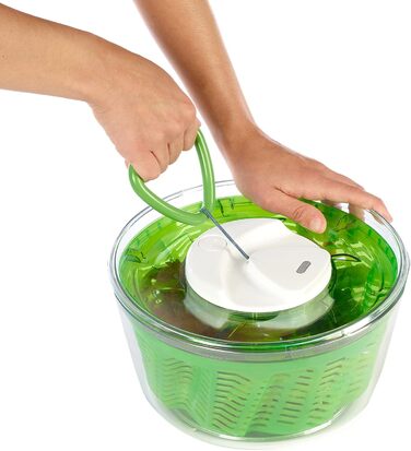 Пластиковий, білий, сушарка для салату, включаючи салатницю, технологія Aquavent, (зелений / акриловий, великий, легкий віджим 2), 940017 Salad Spinner