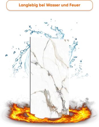 Стінові панелі IZODEKOR під мармур 60x120 см Фартух для кухні ПВХ-облицювання стін для кухні, ванної кімнати Бризкозахисний екран для кухні Водонепроникний та термостійкий (4 панелі, Едемський сад)