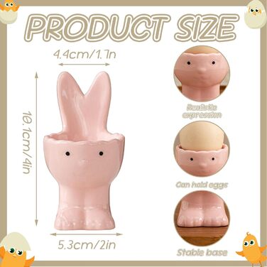 Набір із 2 порцелянових стаканчиків для яєць на Великдень, керамічні стаканчики для яєць у формі кролика, кумедні, креативні тарілки для пасхальних яєць у формі кролика, можна мити в посудомийній машині, підставка для варених яєць, великодні подарунки (A 