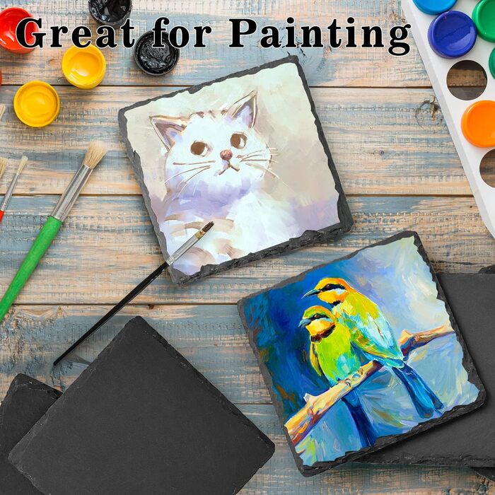 Набір підставок для напоїв із натурального чорного сланцю 12 шт WEWINK PLUS