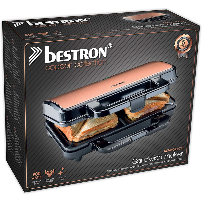 Бутербродница тостер для 2 бутербродов с антипригарным покрытием 900 Вт Bestron