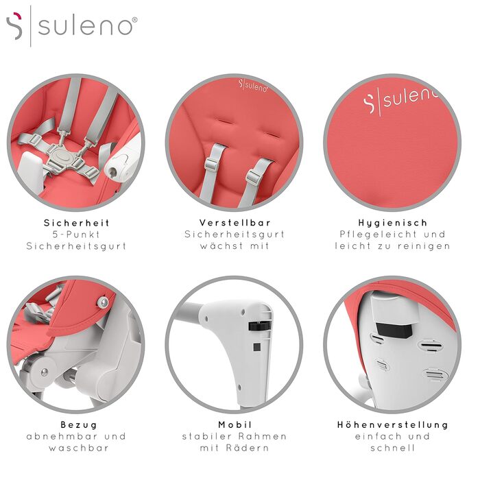 Дитячий стільчик для годування рожевий Suleno