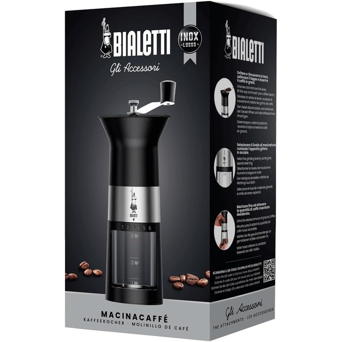 Ручна кавомолка преміум-класу матово-чорна Bialetti