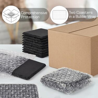 Набір підставок для напоїв із натурального чорного сланцю 12 шт WEWINK PLUS