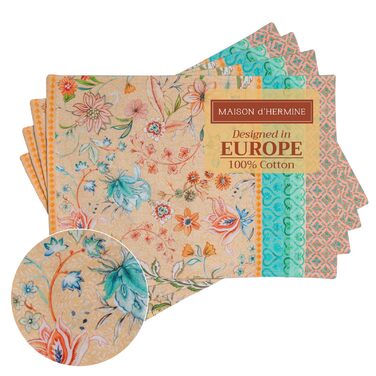 Бавовняні килимки для серветок, набір з 4 шт. , декоративні килимки для серветок, пасхальні килимки, що миються, для свят, вечерь, весни, літа (33 см x 48 см) (019 - Розкішний лофт - Персиковий), 39Hermine 100
