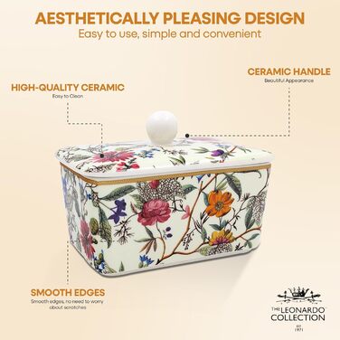 Маслянка з кришкою, китайська кераміка, з гарними акварельними мотивами, дизайн від Jennifer Rose Gallery для Busy Bees (кремові кольори)