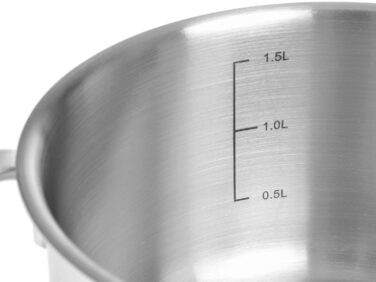Каструлі GRWE зі скляною кришкою, комплект з 2 шт., Ø 16 см (1,5 літра), Ø 24 см (5 літрів), можна мити в посудомийній машині, каструлі для індукції, нержавіюча сталь, набір каструль серії Pro-Line Ø 16 см Ø 24 см (16 см)