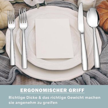 Набір столових приборів Herogo на 6 персон, набір столових приборів з нержавіючої сталі з ножем для стейка, сучасний набір столових приборів з ножем, виделкою, столові прибори з дзеркальним покриттям, нержавіюча сталь і посудомийна машина, металеві (срібл