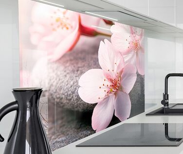 Кухонний фартух timalo зі скляним виглядом Північне море, очерет, захід сонця, океан, солома 2 мм акрилове скло Бризок настінний для плити, кухонний скляний фартух, акрилова скляна настінна панель, панель для фартуха (220 x 58 см, 314- Цвітіння вишні)