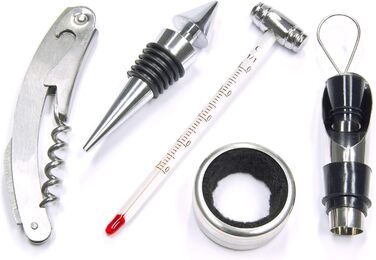 Набір сомельє 6-в-1 з дерев'яною скринькою для вина BRUBAKER