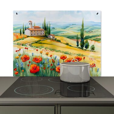 Фартух для плити, кухонний фартух, вініл, 78x52 см, декор для кухні, облицювання стіни, кришка для плити - сіро-чорна (квітковий пейзаж, 52,2Д x 80,2Ш см)