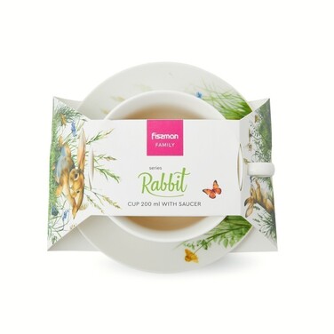 Кухоль Fissman RABBIT 200 мл з блюдцем порцеляна (13727)