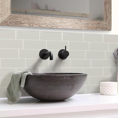 Наклейки для плитки, що самоклеяться - упаковка з 5 аркушів 29,36 см x 21,29 см - 3D самоклеючі ПВХ наклейки для плитки та фартуха для кухні, ванної кімнати та стін, кольорова та водонепроникна плитка (Cassandra Grey)