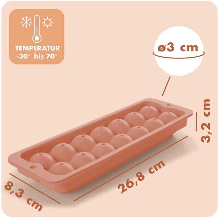 Силіконові формочки для льоду Blumtal, набір з 3 шт. - форма для льоду на 24 кубики з кришкою - силіконова форма для льоду без бісфенолу А - форма для льоду, безпечна для харчових продуктів - сіро-блакитна великі кубики (оливково-зелений червоний, XL сфер