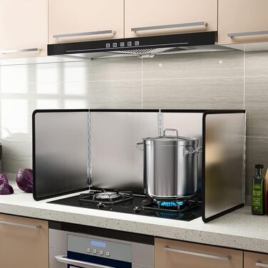 Портативний захист від бризок для приготування їжі, антипригарний, захист від бризок олії, захист від бризок для смаження, плита, захист від бризок, кухня, (срібний, L)