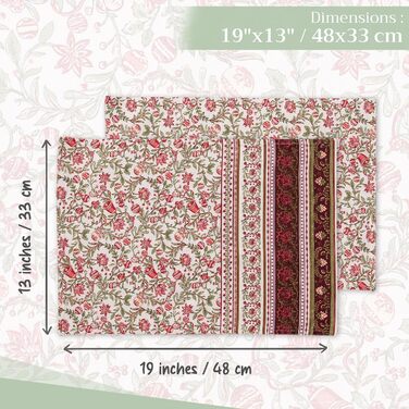 Бавовняні килимки для серветок, набір з 4 шт. , декоративні килимки для серветок, пасхальні килимки, що миються, для свят, вечерь, весни, літа (33 см x 48 см) (13 - Reveillon Au Jardin), 39Hermine 100