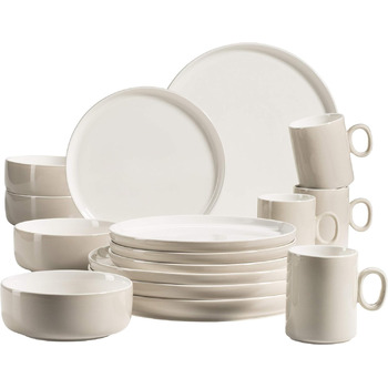 Серія Finaro, набір посуду для 4 осіб гастрономічної якості, скандинавський дизайн, комбінований сервіз із 16 предметів, міцна порцеляна, бежевий, 931618