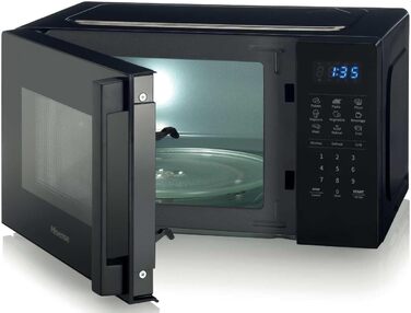 Мікрохвильова піч Hisense H20MOBP1HI / 700 Вт / InverterTech / Керамічне покриття / Преміальне скло / Виготовлена на замовлення, багатофазне приготування / Функція розморожування / 5 рівнів потужності / Блокування від дітей / Чорна (20 л, цифрове керуванн