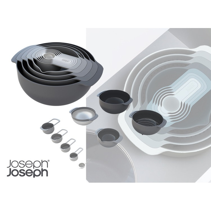 Набір мисок, 9 предметів, сірий Nest 9 Plus Joseph Joseph