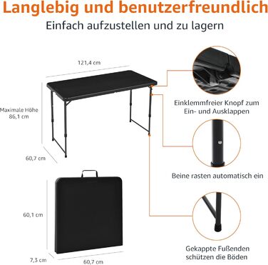 Складной стол 121,4 x 60,7 x 86,1 см Amazon Basics