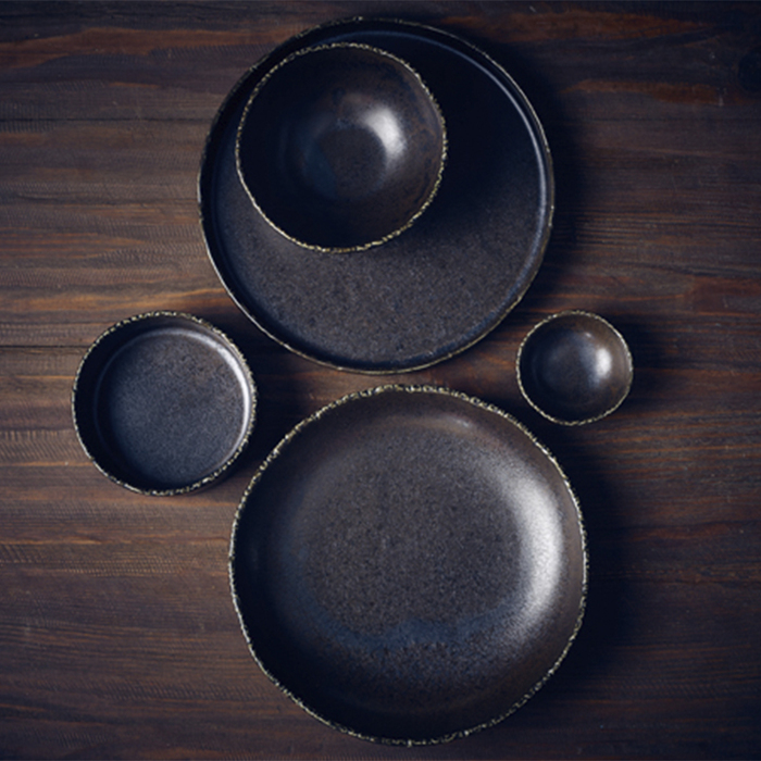 Тарелка презентационная с бортиком 26*h 2 см, Terra Porcelain Roko Cinder Black, GenWare