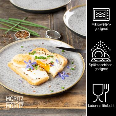 Супова тарілка Moritz & Moritz TERRA з 6 предметів сіра по 700 мл кожна - Ø 19 x 4,5 см - в тонкому сірому кольорі з високоякісної порцеляни - глибокі тарілки для супів, салатів, мюслі, пасти та багато іншого. (6 маленьких тарілок)