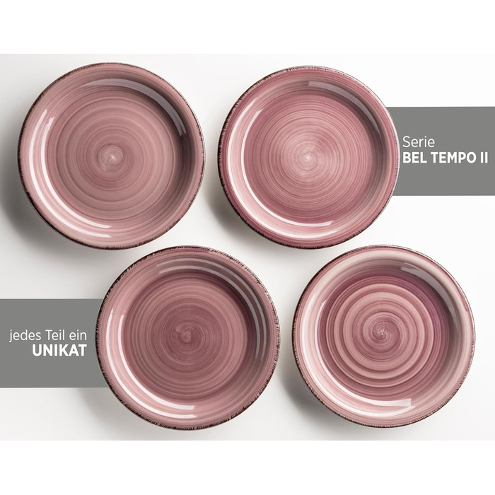 Набор посуды на 6 персон, 30 предметов, розовый Bel Tempo II MÄSER