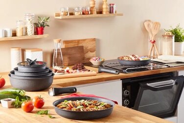 Tefal Набір посуду Ingenio Mineralia Force, змінна ручка, 3предмети, алюміній, бакеліт, сірий