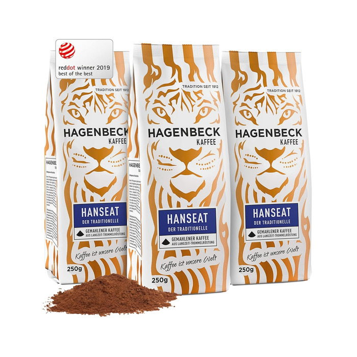 Кава - Кав&39ярня - Смажена кава - Мелені кавові зерна - 250 г - 100 арабіка - Ароматна - Традиційна кавова суміш (Hanseat, 250 г (3 шт.))