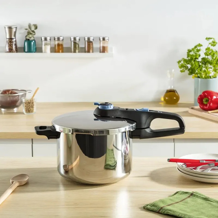 Tefal Скороварка Secure Trendy, 4л, з паровим кошиком, нержавіюча сталь, пластик