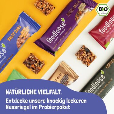 Органічні горіхові батончики fooloose Веганські органічні батончики без лактози та глютену, без рафінованого цукру Упаковка оптом з 6 різними сортами (24 батончики по 35 г) ука (упаковка з 24 батончиками) (пробна упаковка, 8 батончиків)