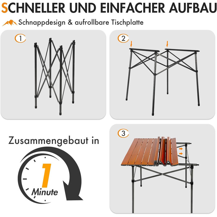 Складной походный стол для кемпинга коричневый Portal