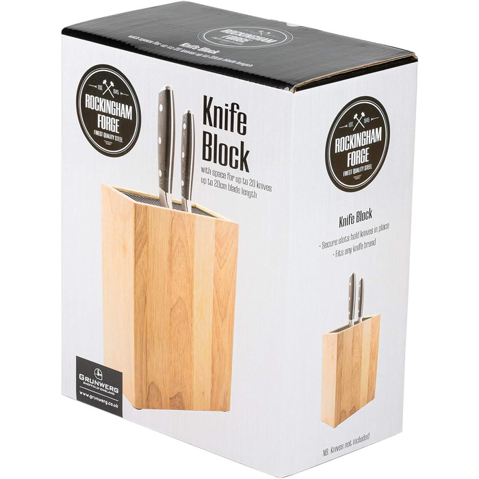 Блок ножів Rockingham Forge, пластик, похилий дизайн, порожній блок ножів (гумове дерево)