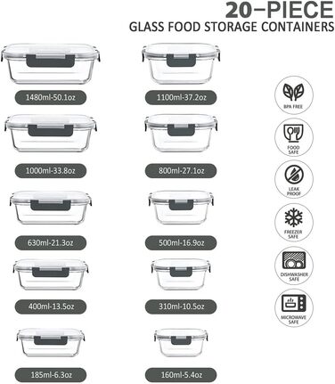 Набір скляних контейнерів, 10 предметів Vialex