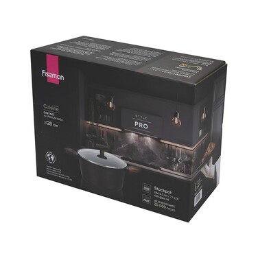 Кастрюля Fissman 28x13,5 см/7,1 л CUISINE со стеклянной крышкой алюминий с антипригарным покрытием (14594)